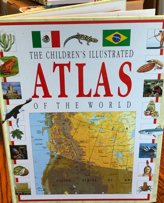 Childrens Illustrated Atlas of the World Hardcover Book 1995 - Etsy