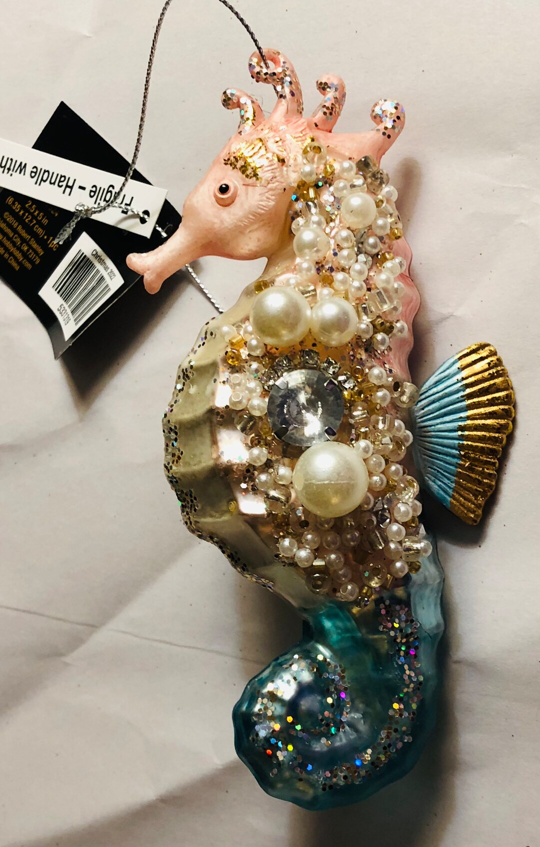 Robert Stanley Christmas Ornament Glass Jeweled Seahorse Etsy