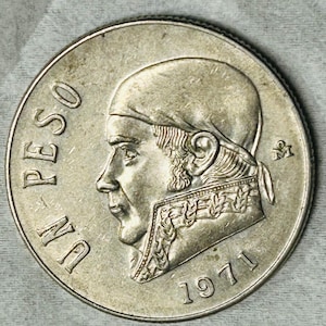 1971 Un One Peso Mexico Mexican Coin Estados Unidos Mexicanos Money Vintage