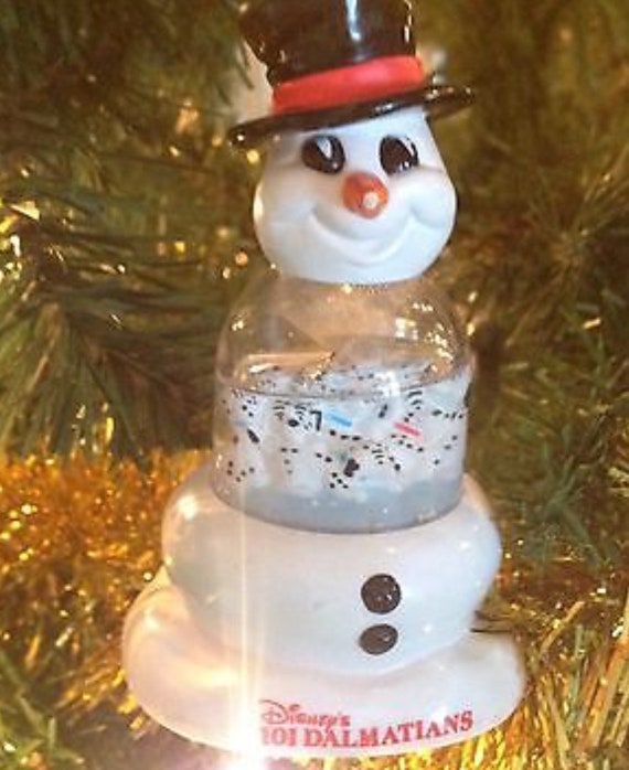 1996 Christmas Ornament Disney 101 Dalmatians Snowman Snow Globe McDonalds