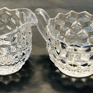 Fostoria American Pattern Elegant Vintage Clear Glass Creamer and Sugar
