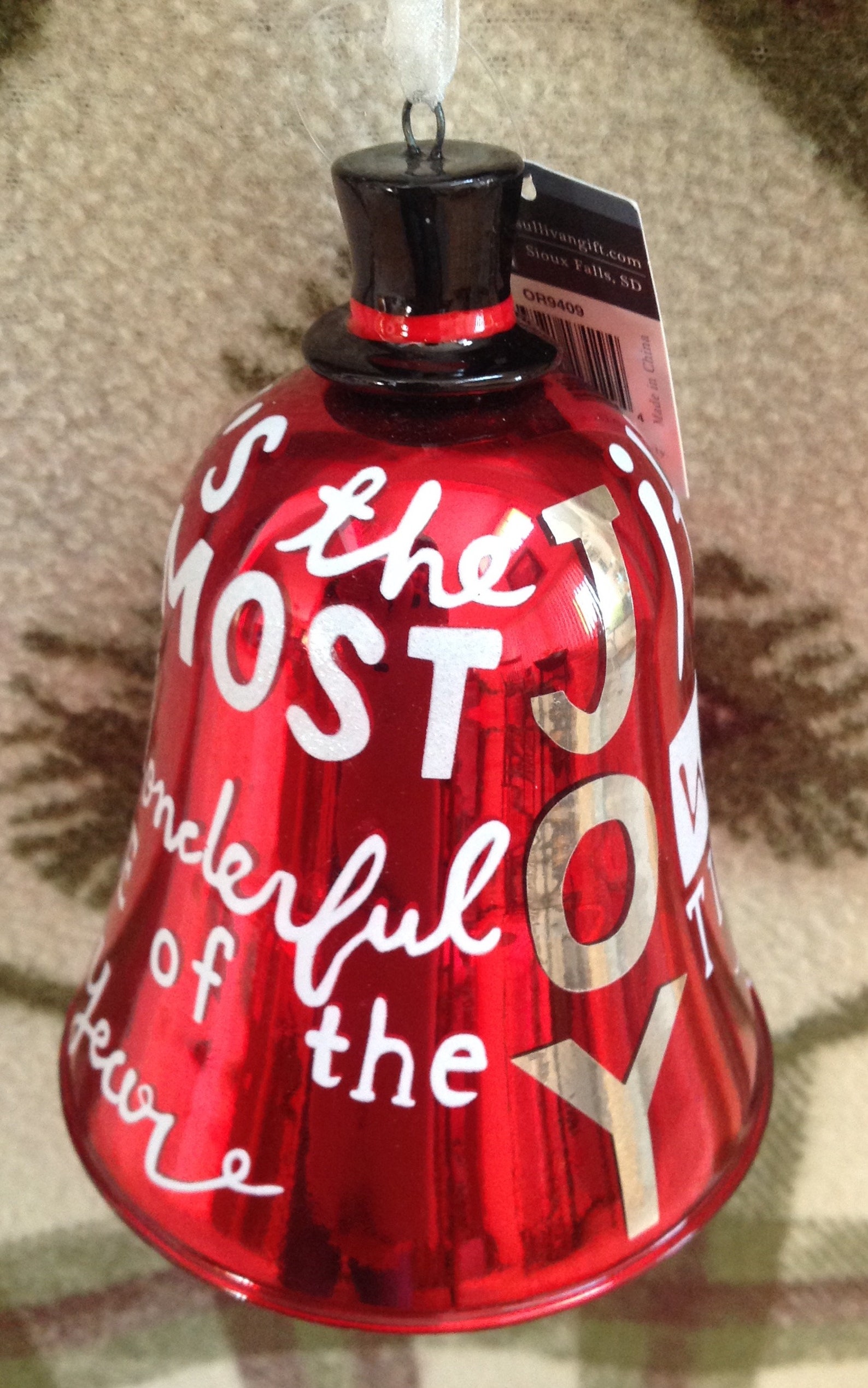 Sullivans Christmas Ornament Red Silver Metal Bell Joy Etsy