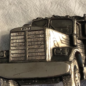 Logging Semi Truck Metal Chicago Belt Buckle Rectangle Shaped Vintage 1980