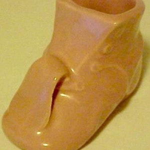 Planter Pot Vintage Pink Pottery Baby Shoe 1950s Figurine
