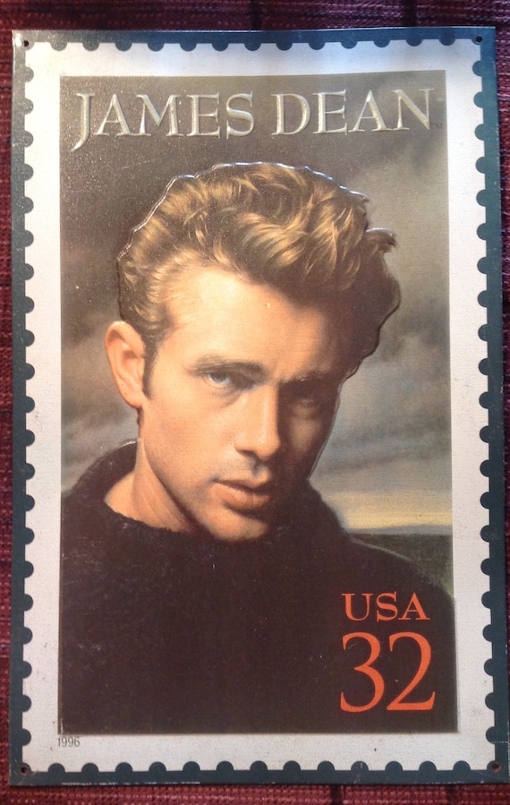 James Dean USA 32 Stamp Tin Metal Sign Poster Etsy
