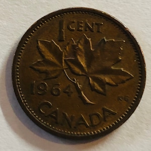 Canada world Coin One Cent 1 Penny 1964 Queen Elizabeth Canadian Coins