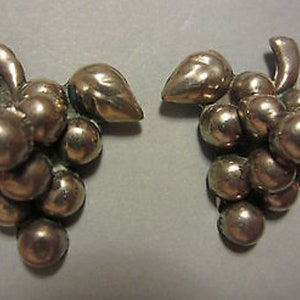Vintage Screw Back Earrings Mexico Sterling Silver Grape Cluster