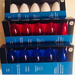GE Replacement Glow Bright C-9 Christmas Light Bulbs 15 Red White Blue
