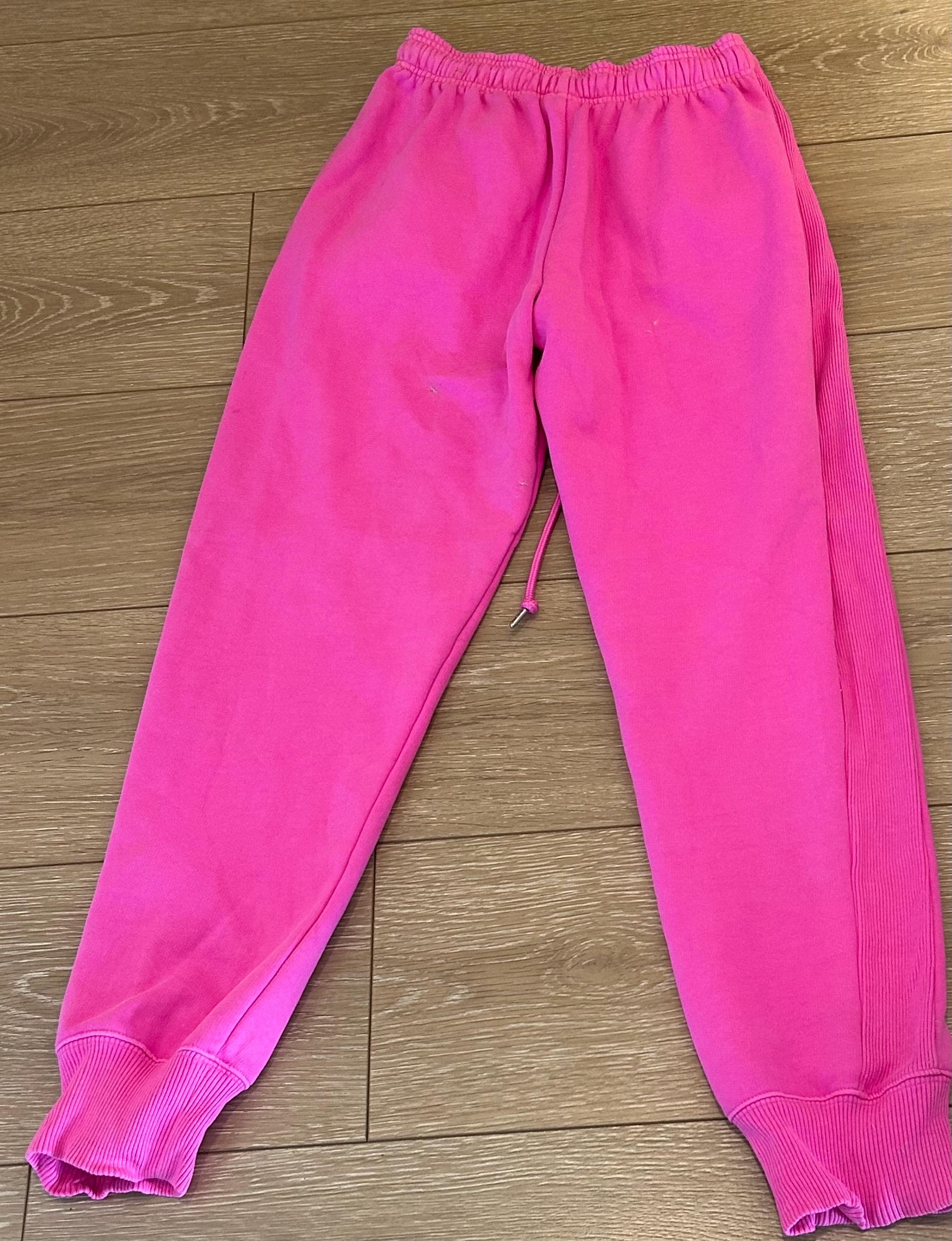 Victoria's Secret Pink Campus LS Tee Shirt + Pants Set Vivid Magenta L XL NWT
