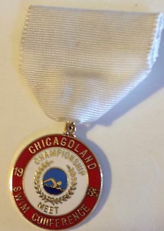 1985 School Medal Chicagoland Championship Meet Swim Conference White Ribbon