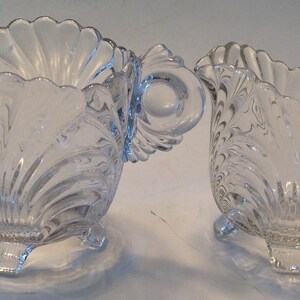 Cambridge Caprice Clear Elegant Glass Sugar Bowl & Footed Creamer Vintage