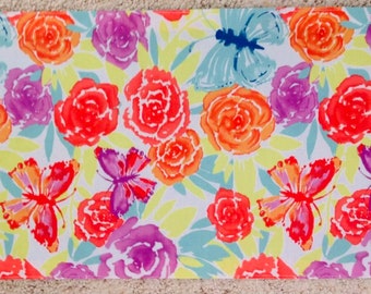 Frühlingsblumen Schmetterlinge Tischset Set 4 Polyester 12" X 18"