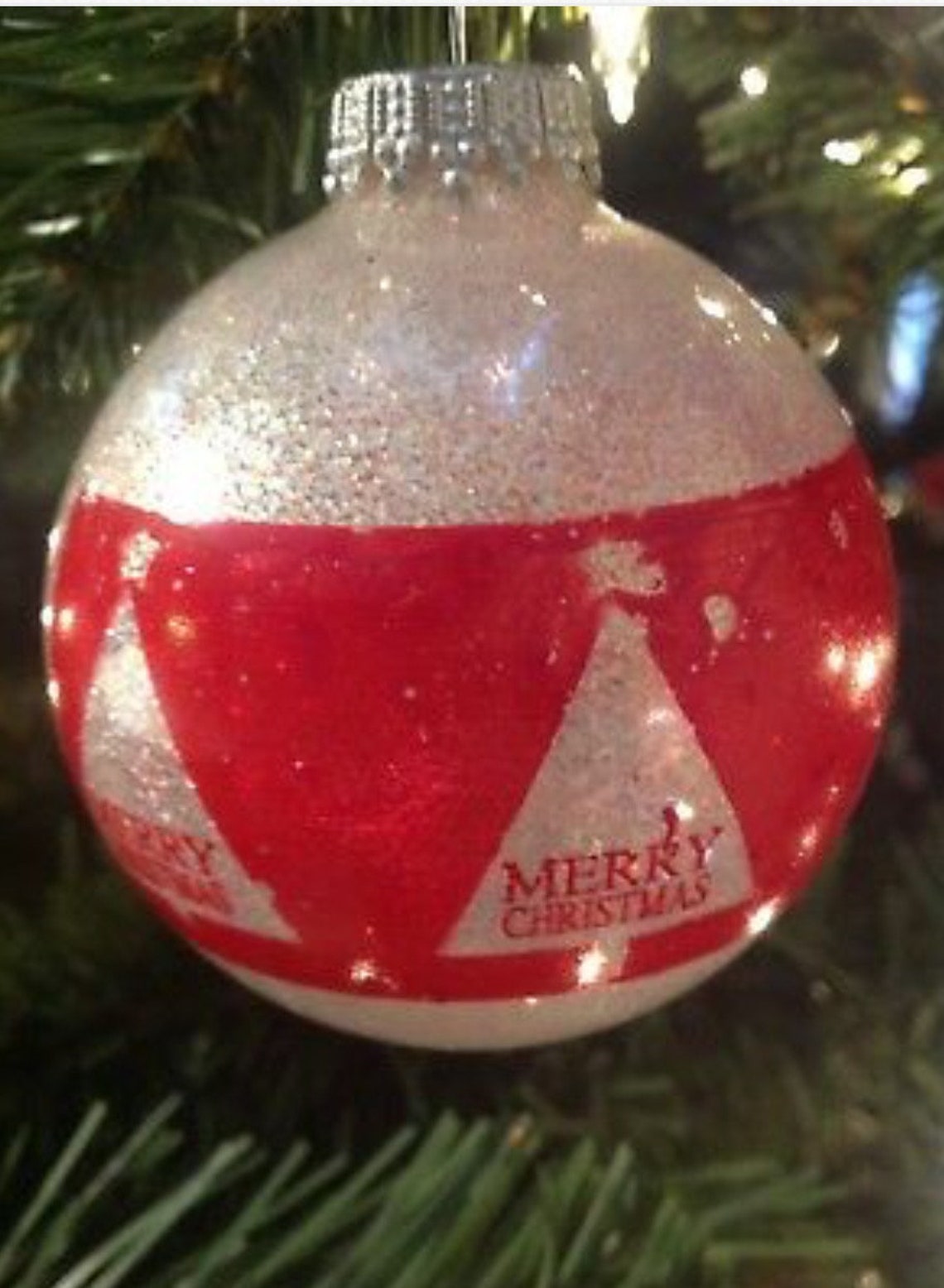 Krebs Christmas Ornament Blown Glass Set 4 Glittery White & Etsy