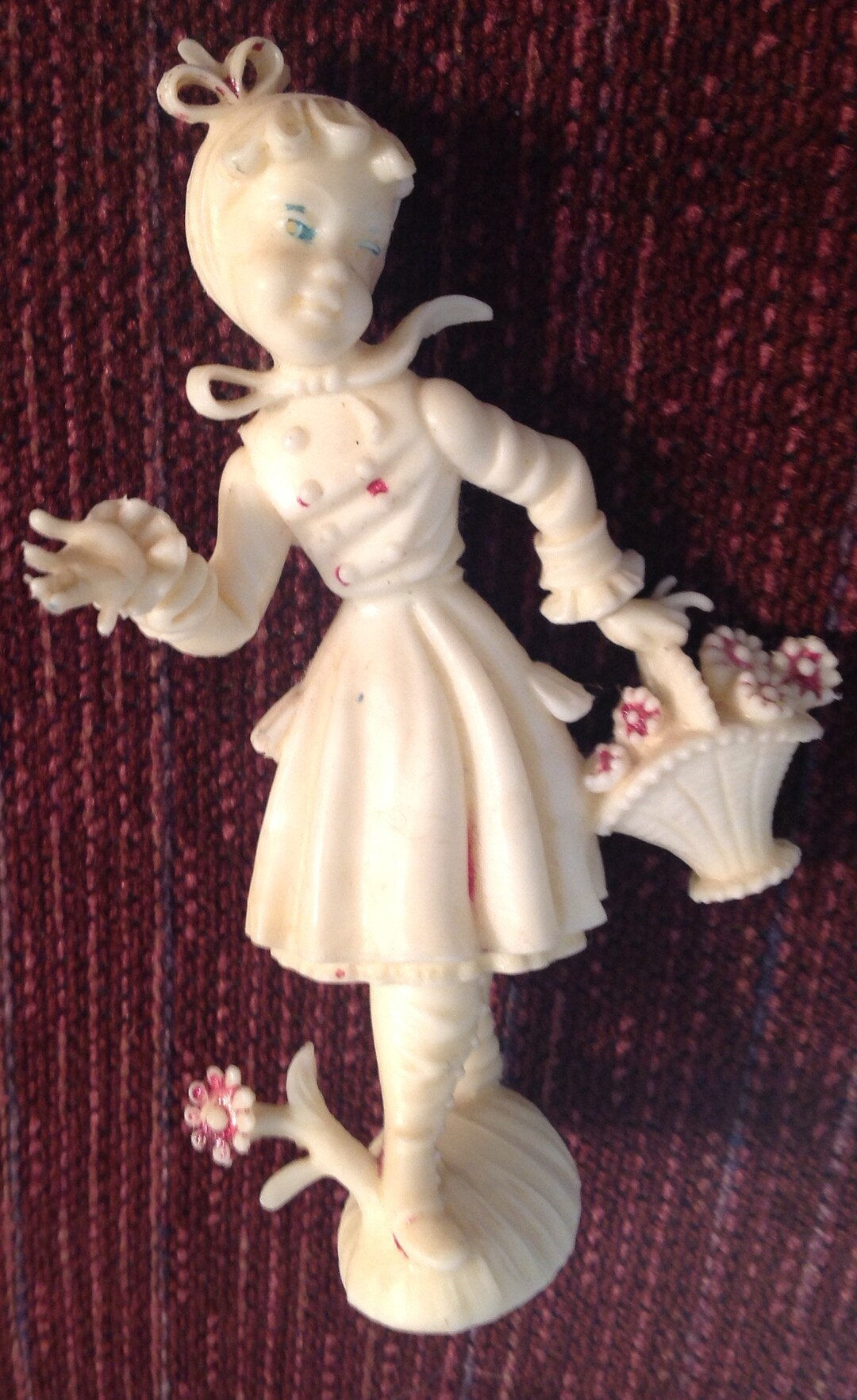 Made in Italy Figurine Italian Country Girl Holding Basket Etsy