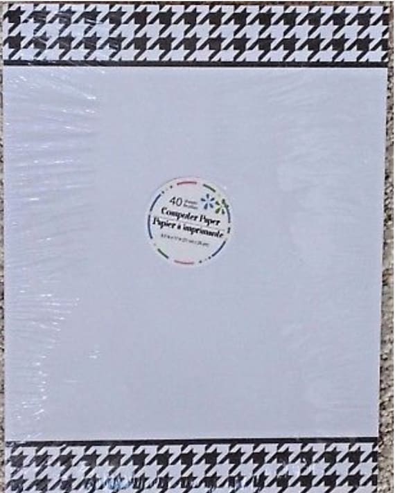 Computer Printer Paper White Black Border 40 Sheets 8.5x11 Craft