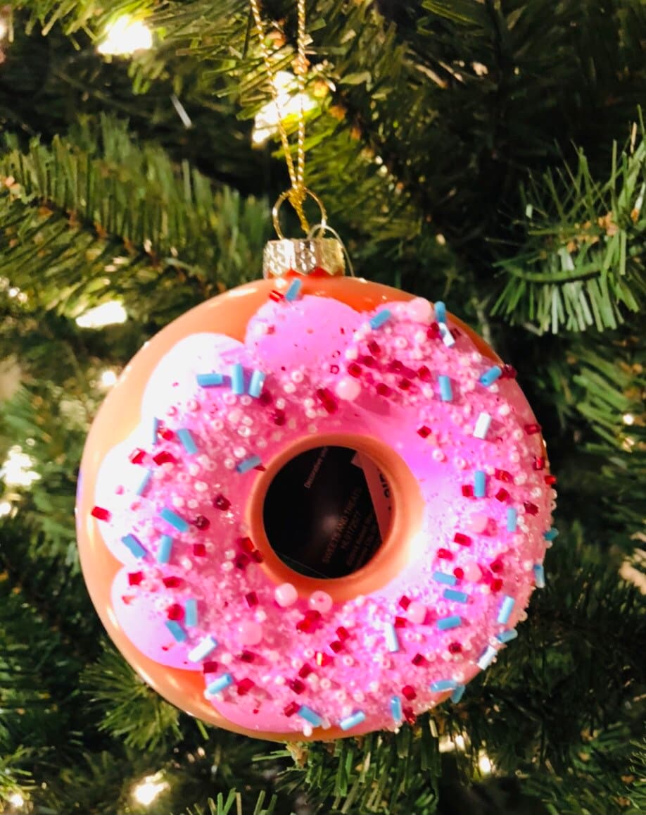 Robert Stanley Christmas Ornament Glass Donut Doughnut Vanilla Frosted 3.5” 