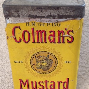 Colmans Mustard Container Can 1/4 Lb Spice Tin Rochester New York Vintage