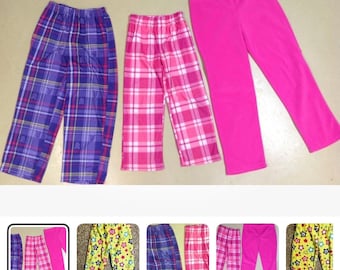 Girls Cuddly Pajama Pants Size 6 to 10 Plaid Monster High Stars Lot 4