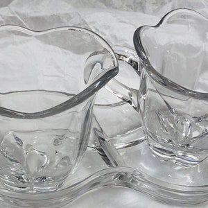 Vintage Elegant Clear Glass Sugar Bowl Creamer Tray