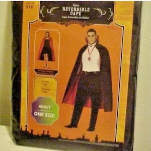Vintage Halloween Costume Adult Cape Vampire Witch Red Black Reversible One Size Unisex Cosplay