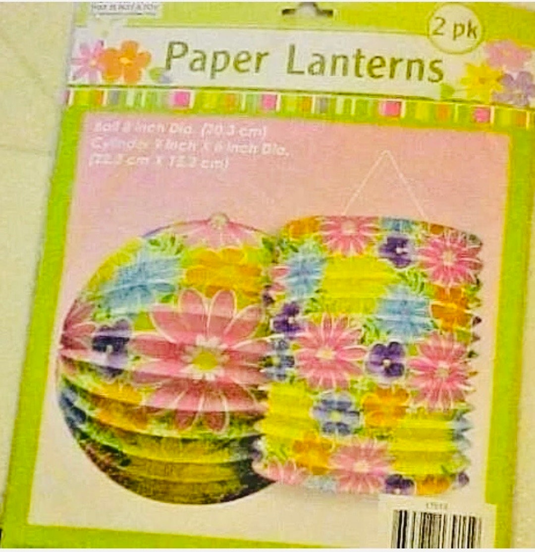 Paper Lantern Set of 2 Tropical Flowers Luau Pattern Etsy