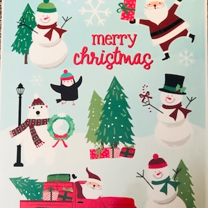 Vinyl Static Window Clings Christmas Red Truck Santa Snowman Crafts Scrapbooking
