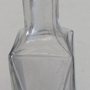 Antique Medicine Bottle Faceted Clear Glass Art Deco