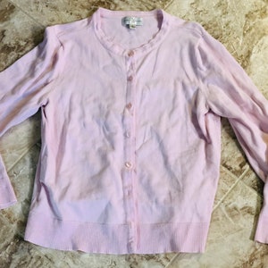 Studio SW Works Girls Size Medium 10-12 Pink Button Up Cardigan Cotton Vintage