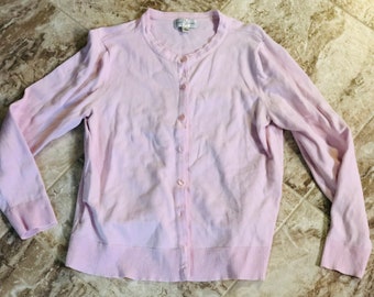 Studio SW Works Girls Size Medium 10-12 Pink Button Up Cardigan Cotton Vintage