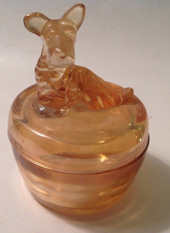 Jeanette Carnival Glass Scottie Dog Powder Jar Tr… - image 1
