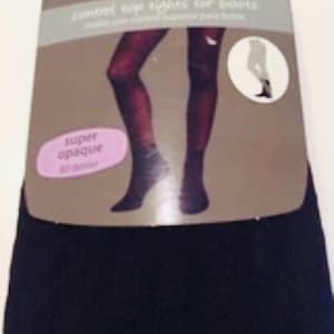 Secret Treasures Control Top Black Tights for Boots  Womens Sz 2 Super Opaque
