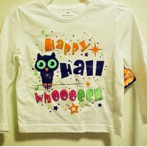 Happy Halloween Size 18 Month Girls Owl Pattern Long Sleeve T-shirt