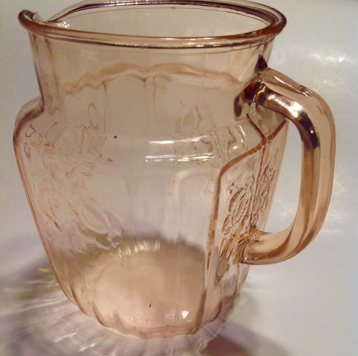 Pitcher Mayfair Open Rose Pink Depression Glass 6 Inch 37 Etsy