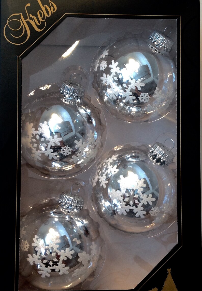 Krebs Christmas Ornament Blown Glass Silver Ball Snowflake | Etsy