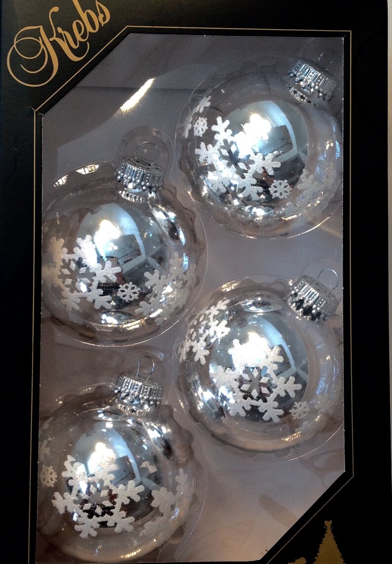 Krebs Christmas Ornament Blown Glass Silver Ball Snowflake Etsy