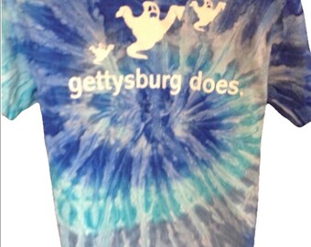 Gettysburg Tie Dye Ghost T-shirt Adult Sz Small Blue Glow in Dark