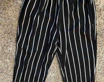 Womens Size Extra Small Black White Striped Pants Goth Alt