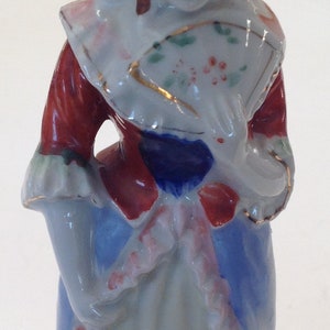 Occupied Japan Porcelain Figurine Vintage Colonial Woman 6.5" Tal