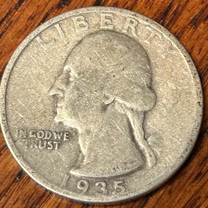 1935 Washington Silver Quarter, gemiddeld 90% zilveren vintage munt #1