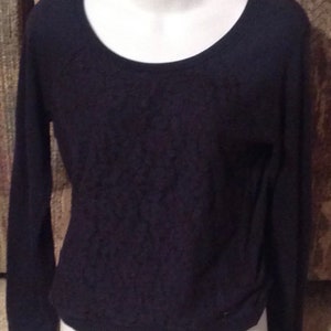 Abercrombie & Fitch Womens Size Small Black Lace Overlay Front Long Sleeve Top
