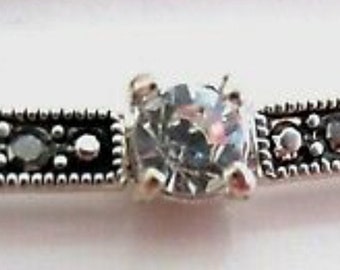 Bracciale in argento con strass di cristallo trasparente e nero da 7 pollici in confezione regalo