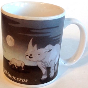 Coffee Mug Two Horned White Rhinoceros Rhino JFH Endangered Species