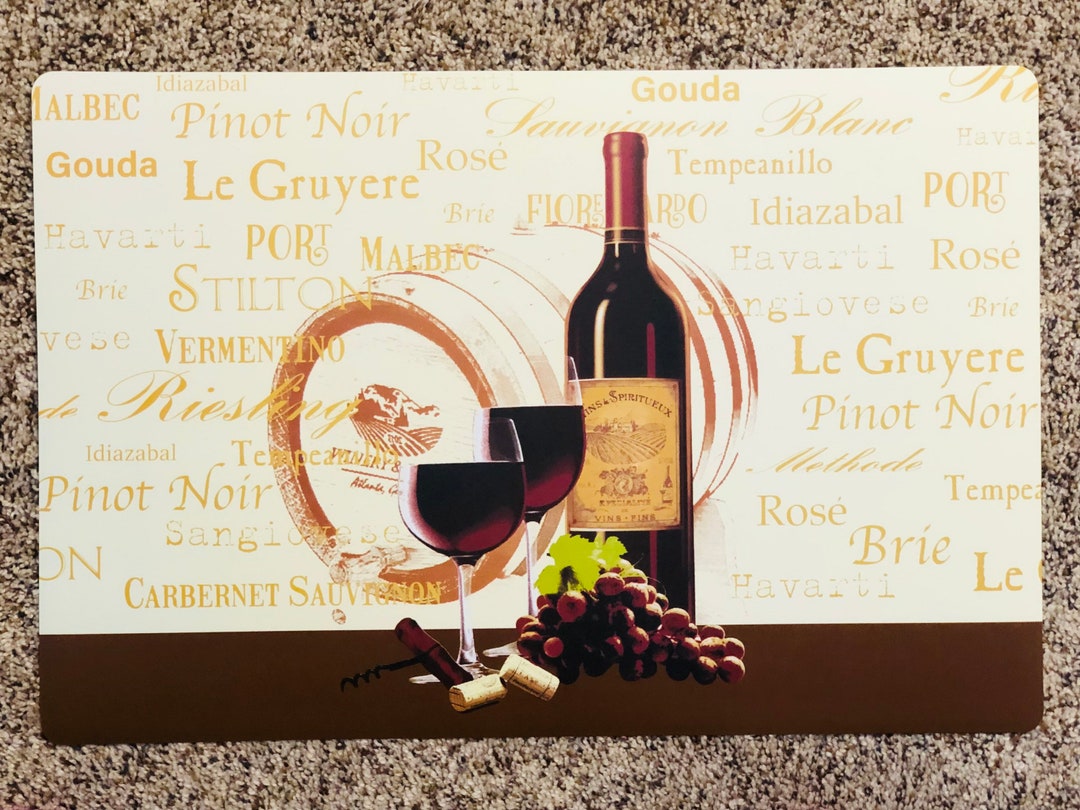 Red Wine Rose Pinot Noir Malbec Placemat Set 4 Tan Vinyl 18" X 12" - Etsy