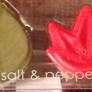 Salt & Pepper Shakers Autumn Fall Leaves Red Maple Green Leaf Porcelain