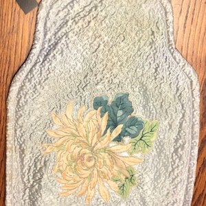 Vintage Hand Quilted & Embroidered Hot Water Bottle Cover Floral Pattern