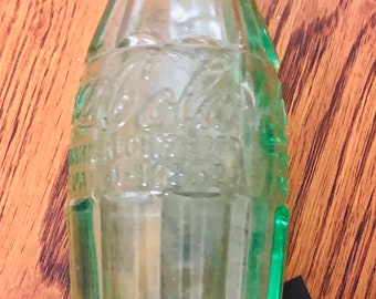 Coca Cola Soda Botella Vidrio Verde Vintage Bemidji Minnesota 6 oz Patente D-105529