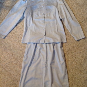 Vintage 1980s Avon Fashions Light Blue Skirt & Top Set Size 13/14 Made in USA