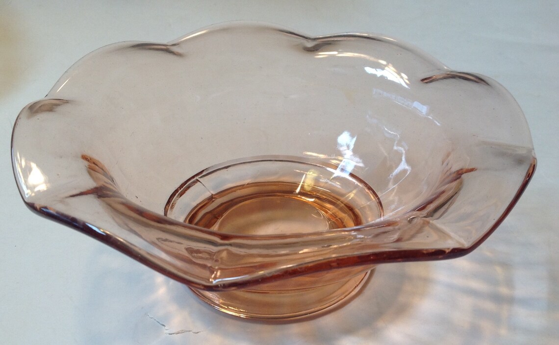 Vintage Pink Depression Glass Fluted Bowl Etsy Singapore