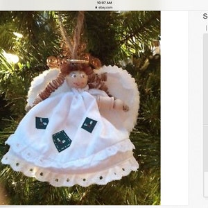 Christmas Ornament Angel Girl Wood Cloth Hand Crafted