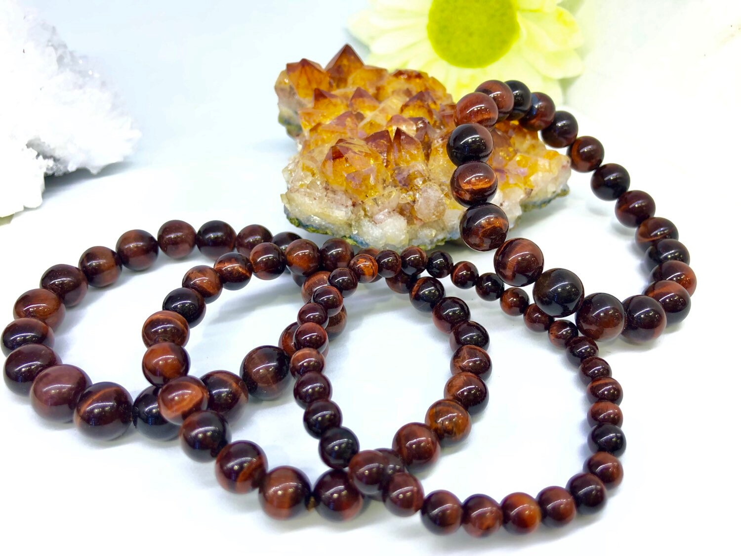 Z.A Gems Natural Red Tiger Eye Bracelet - 10mm Beads, Stretch, Gift For Men & Women